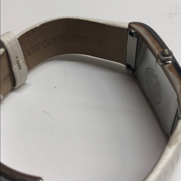 Emporio Armani AR2046 White Leather Strap Watch main image 6